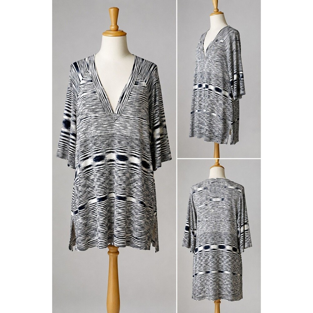 Christopher Fisher Silk Cashmere Tunic S Luxury Knit V Neck Dress Side Slits